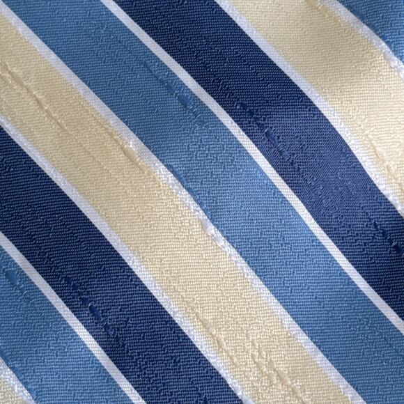 Sears The Men's Store Vintage Blue Yellow Stripe Retro Tie Textured Polyester - Picture 2 of 6